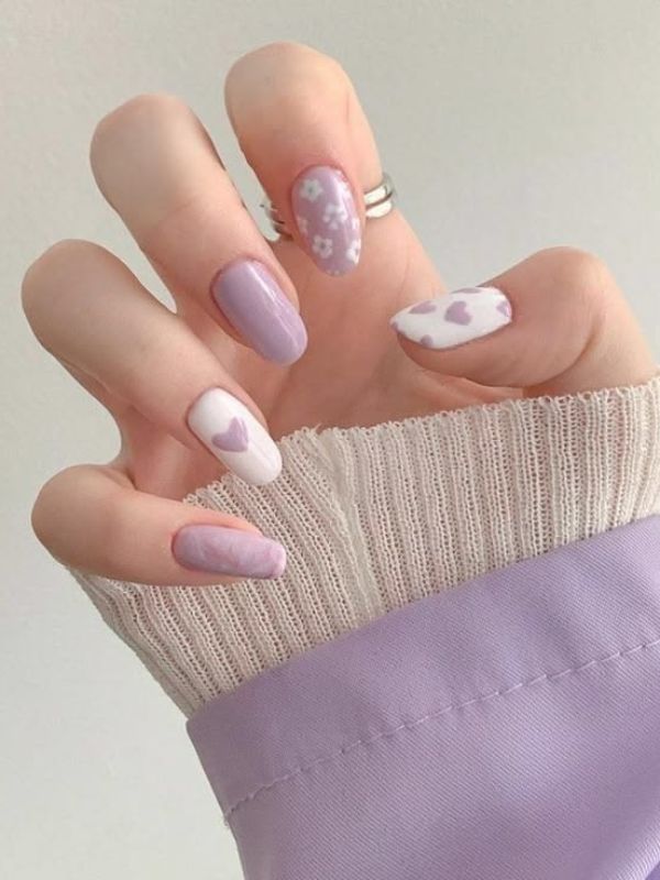 Soft Purple and White Hearts