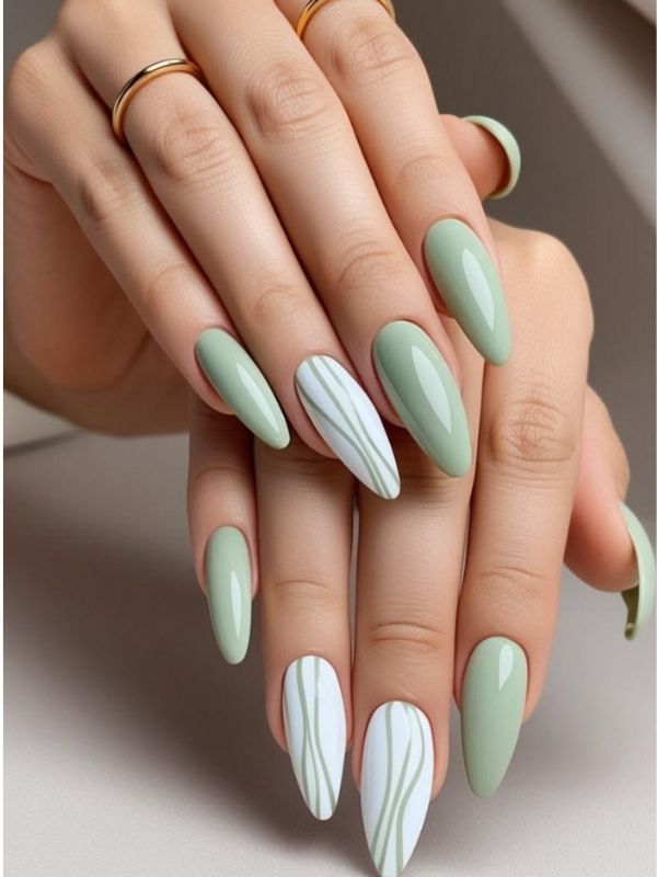 Soft Sage Almond Nails