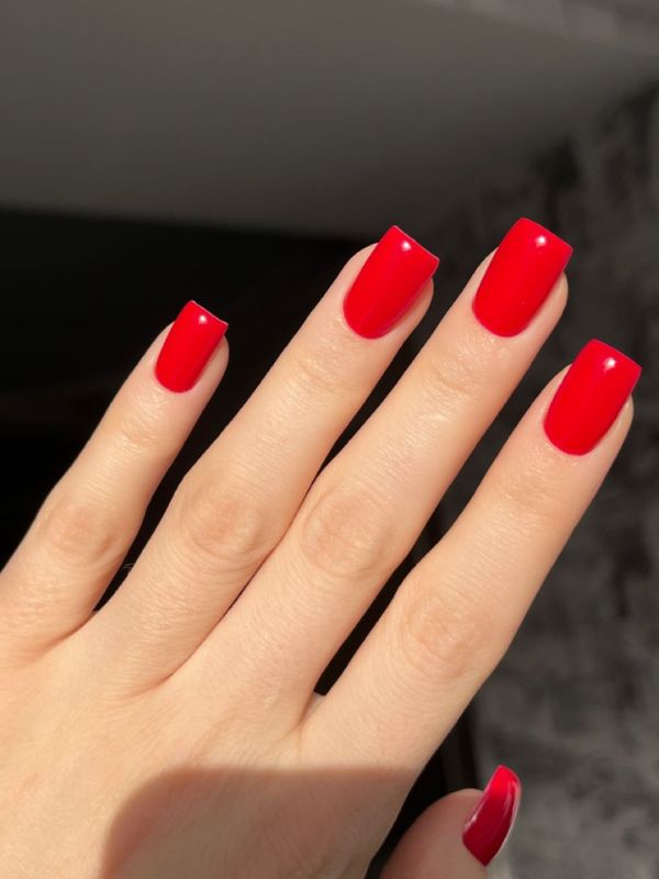 Tomato Red Square Nails