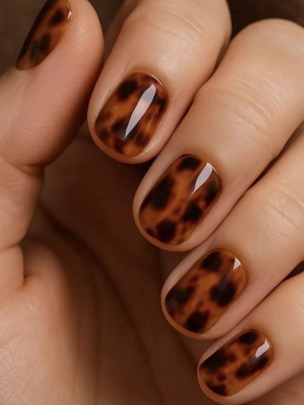 Tortoiseshell Accent Builder Gel Nails
