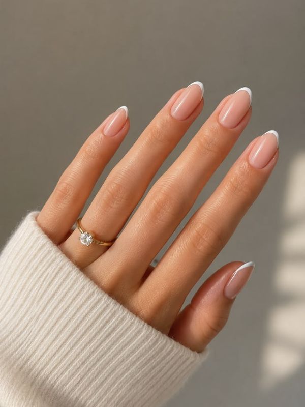 White Tips with Barely There Nude Base