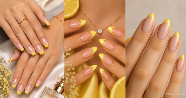 Yellow French Tip Nails
