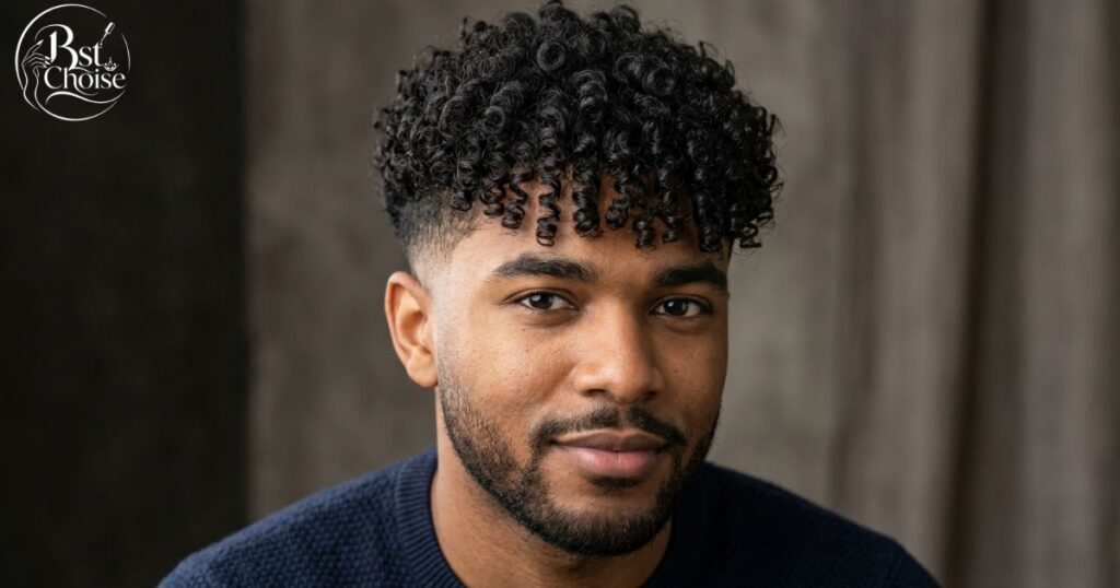 Curly Fringe With Low Taper