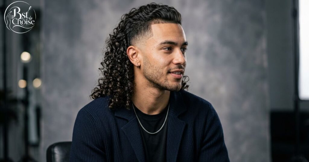 Mullet With Natural Curls at the Back