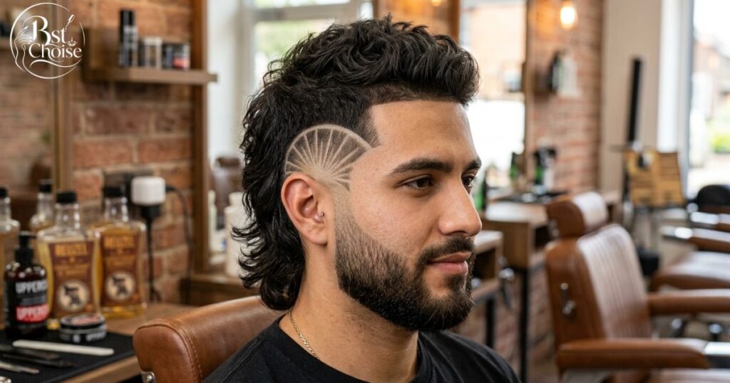 The Curved Burst Fade Mullet