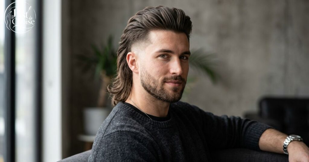 The Mullet With a Brushed-Back Fade